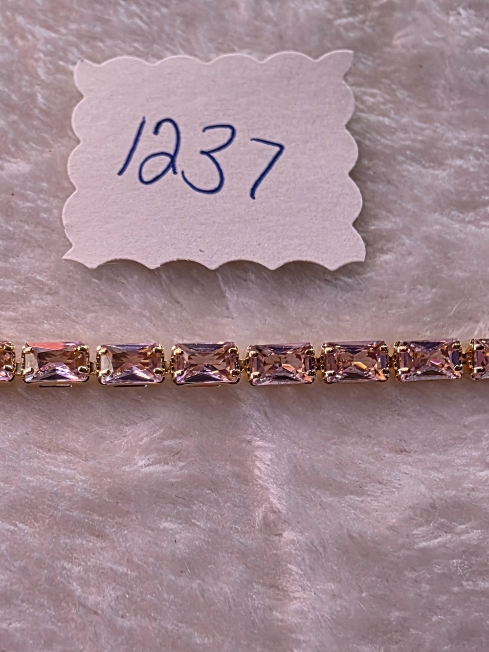 Pink Stone Tennis Bracelet in Gold-tone - Picture 3 of 3